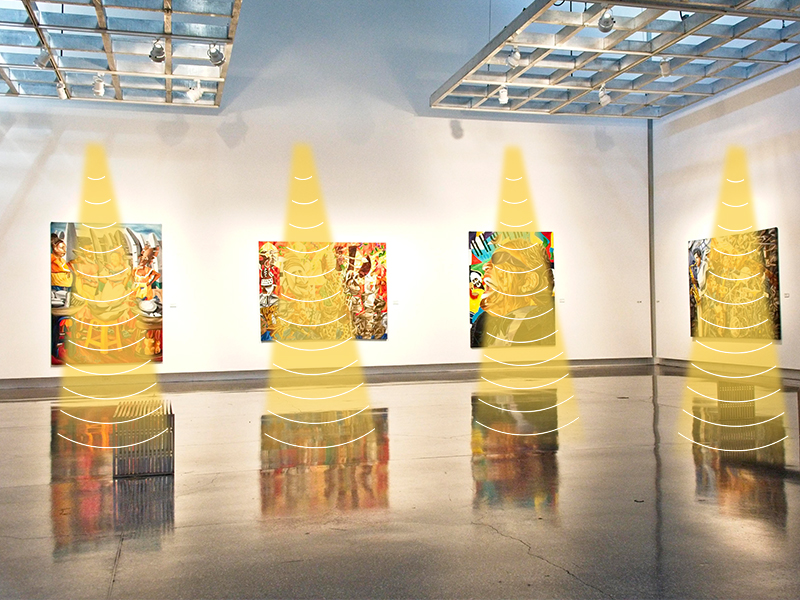 畫廊展廳定向聲音示意圖