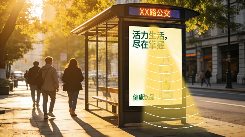 公交站臺廣告大屏集成定向揚聲器，聲場獨立