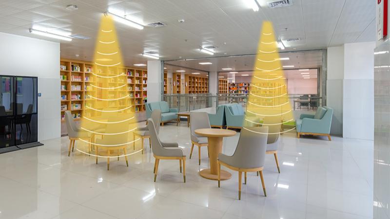 圖書館定向喇叭，定向發聲示意圖