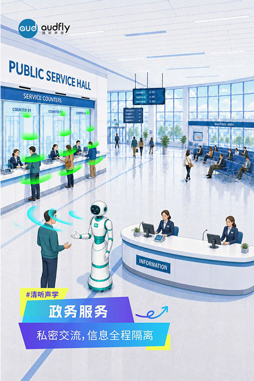 清聽聲學定向發(fā)聲技術(shù)應用于政務服務窗口,實現(xiàn)窗口間精準傳音,保護辦事隱私