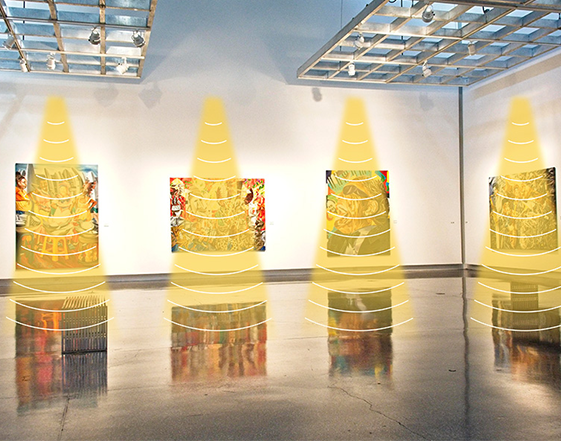 畫廊定向喇叭提供分區(qū)藝術(shù)解說，增強(qiáng)觀眾沉浸感，保持環(huán)境安靜。